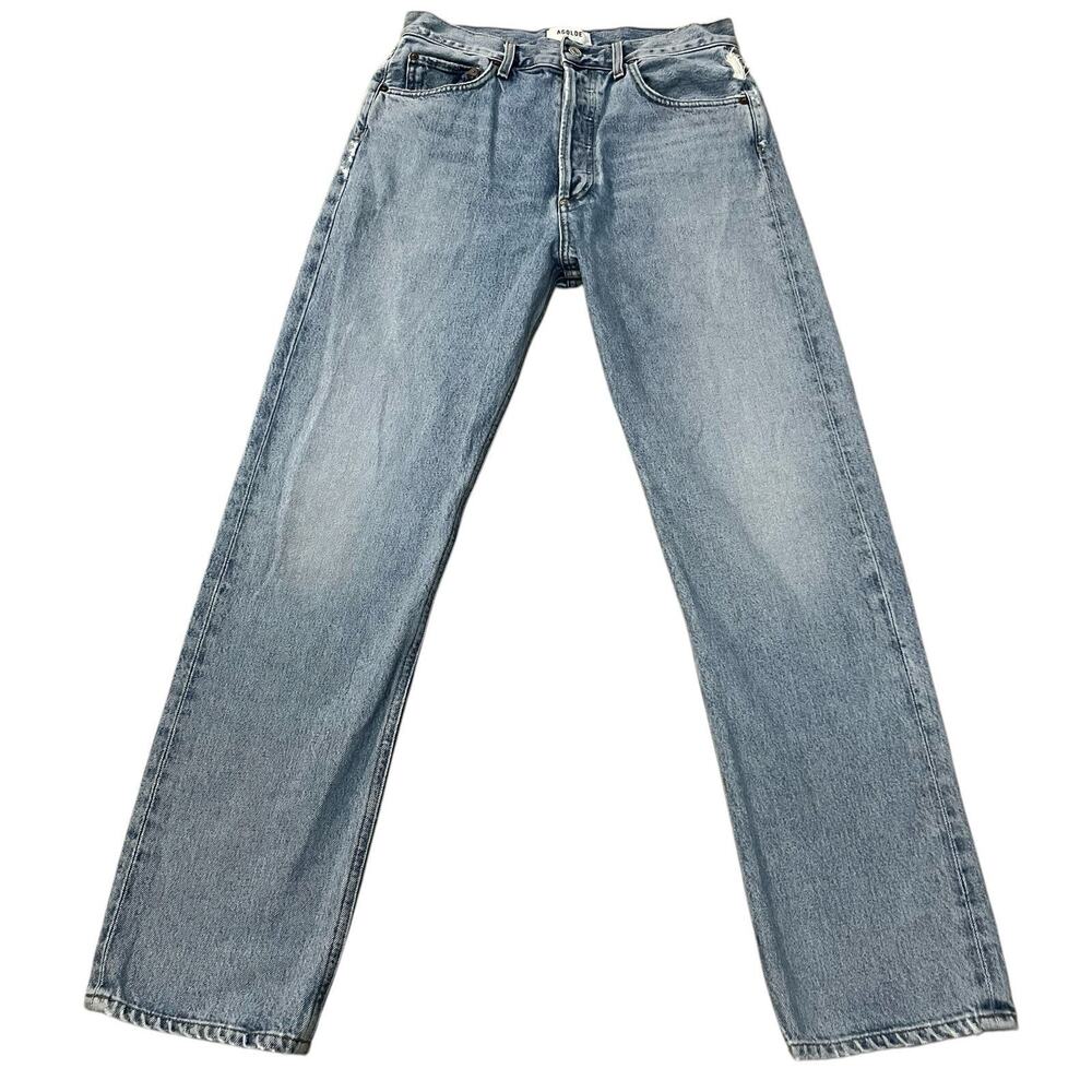 Agolde 90s Pinch Waist High Rise Straight Jeans 28 Button Fly Light Minimalist